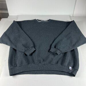 Y2K Russell Athletic Sweatshirt Extra Extra Large Dark Grey Blank Faded Crewneck